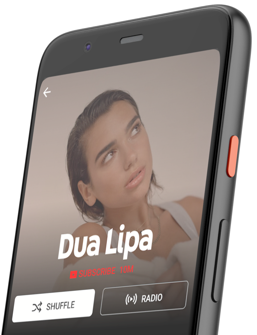 Smartphone mockup displaying a YouTube Official Artist Channel page