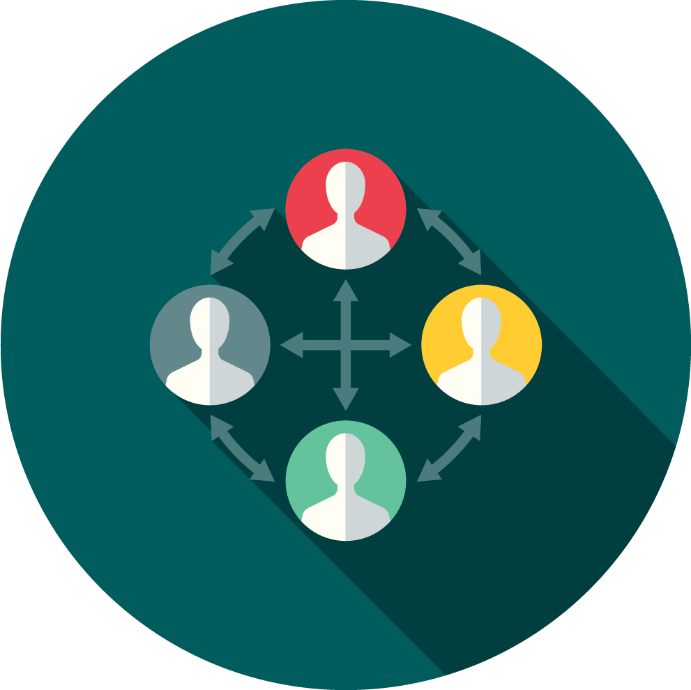 Illustration of two people collaborating and sharing large files online